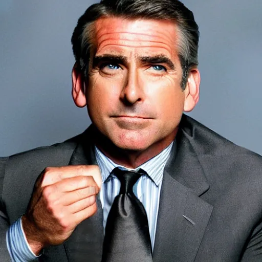 Prompt: steve carell and pierce brosnan as one person