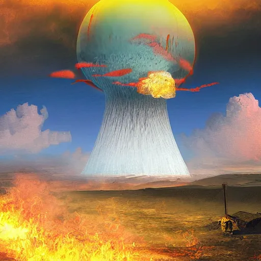 Image similar to The end of the world by nuclear fire, digital art