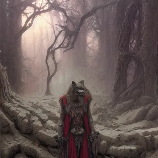 Prompt: anthropomorphic wolf, skull armor, cementary scenery, fantasy 3 d render, masterpiece, red aura, by donato giancola and greg rutkowski and wayne barlow and zdzisław beksinski, realistic face