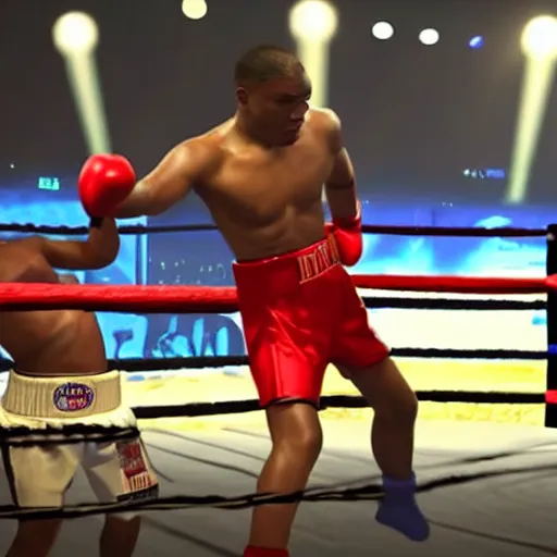 Image similar to dababy in a boxing ring 4 k quality super realistic