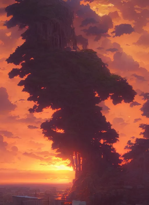 Image similar to detailed depiction of a seattle sunset, art by greg rutkowski, loish, rhads, ferdinand knab, makoto shinkai and lois van baarle, ilya kuvshinov, rossdraws, tom bagshaw, global illumination, radiant light, detailed and intricate environment