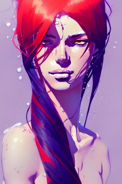 Prompt: a ultradetailed beautiful panting of a stylish woman with hair made out of water, by conrad roset, greg rutkowski and makoto shinkai trending on artstation