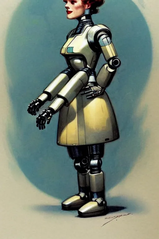 Image similar to ( ( ( ( ( 1 9 5 0 s retro future robot android woman. muted colors. ) ) ) ) ) by jean - baptiste monge!!!!!!!!!!!!!!!!!!!!!!!!!!!!!!