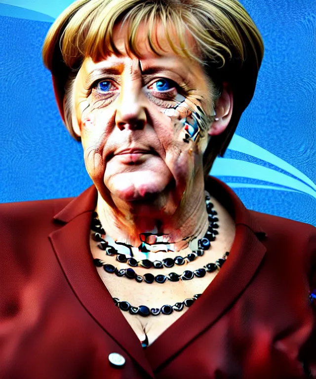 Image similar to angela merkel as a fantasy magic woman portrait, sci - fi, amber eyes, face, long hair, fantasy, intricate, elegant, highly detailed, digital painting, photo by reuters, concept art, sharp focus