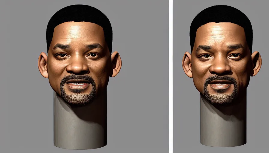 Prompt: hand painted bust of will smith, white background, hyperdetailed, artstation, cgsociety, 8 k