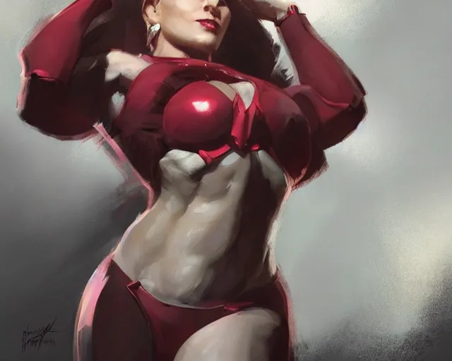 Image similar to portrait of moira from overwatch as a beautiful female bodybuilder amazon with plump lips, elegant, fantasy, hd shot, digital portrait, beautiful, artstation, comic style, by artgerm, guy denning, jakub rozalski, magali villeneuve and charlie bowater