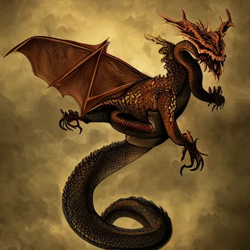 Prompt: photo of hybrid of snake and dragon, satanic