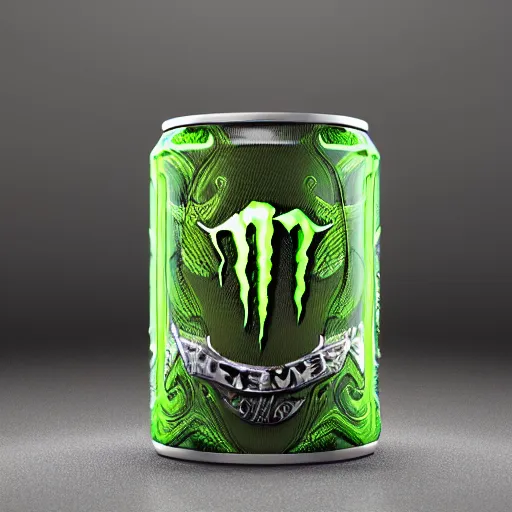 Image similar to new design aluminum can monster energy, elegant, ornate, octane render, style by Artgem, cinematic light, harmony, ultra quality