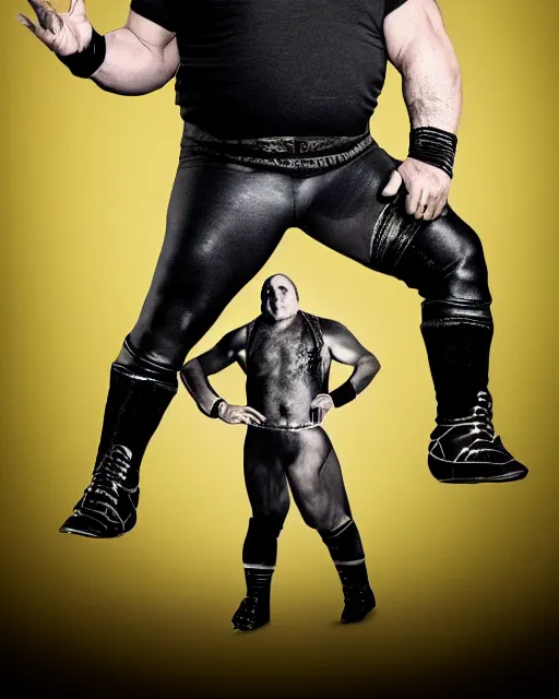 Image similar to portrait of danny devito as a professional wrestler. photographic, photography