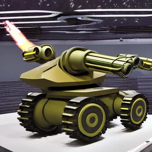 Image similar to a futuristic tank with six robot legs and a huge cannon