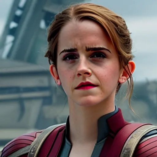 Prompt: A still of Emma Watson as captain America movie