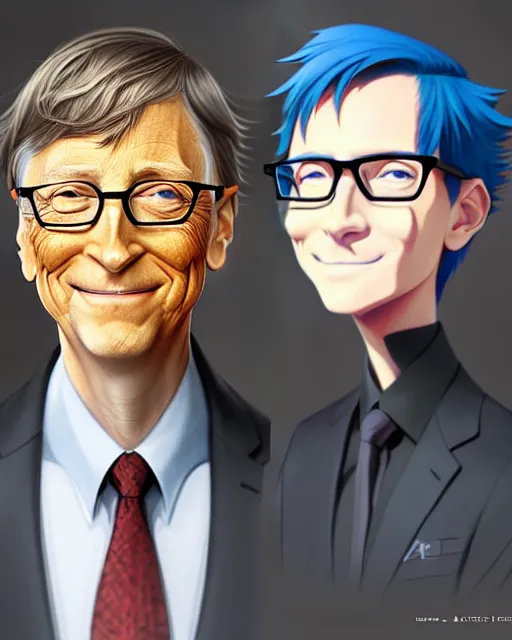 character concept art of bill gates as an anime boy, Stable Diffusion