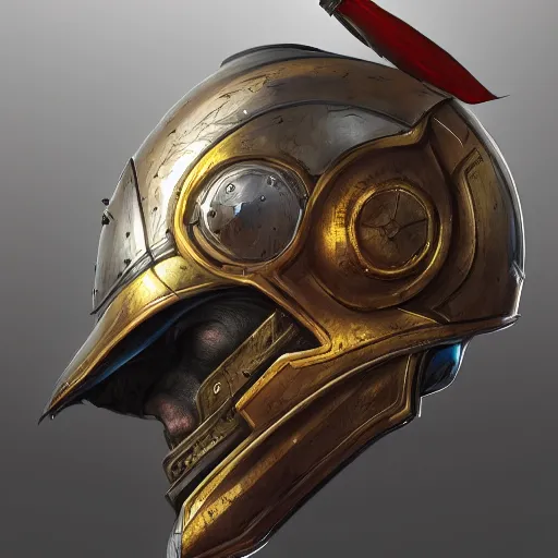 Prompt: a helmet with a sword in it, hyperdetailed, artstation, cgsociety, 8 k