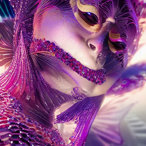 Prompt: queen of crystals, 4 k, intricate, jaw dropping, gorgeous, surreal, octane render