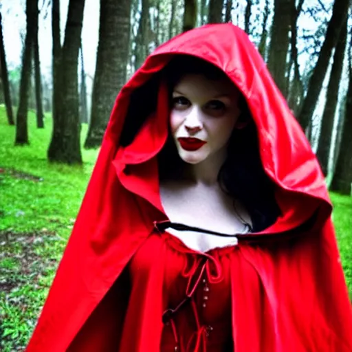 Image similar to photo of a real-life beautiful red riding hood rogue