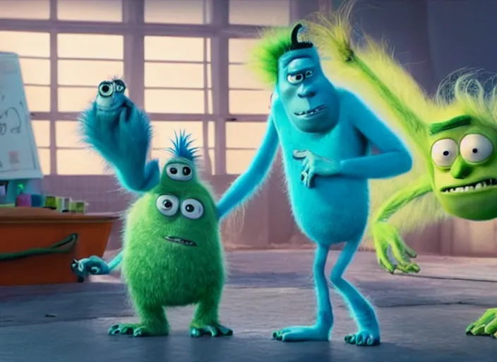 Image similar to film still of james p. sullivan as rick sanchez in the monsters inc movie 4 k,,,,,,,,,,,,,,,,,,,,,,,,,,,,,,,,,,,,,,,,,,,,,,,, rick and morty