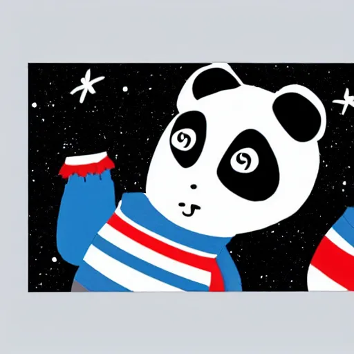 Prompt: panda bear astronauts floating in outer space