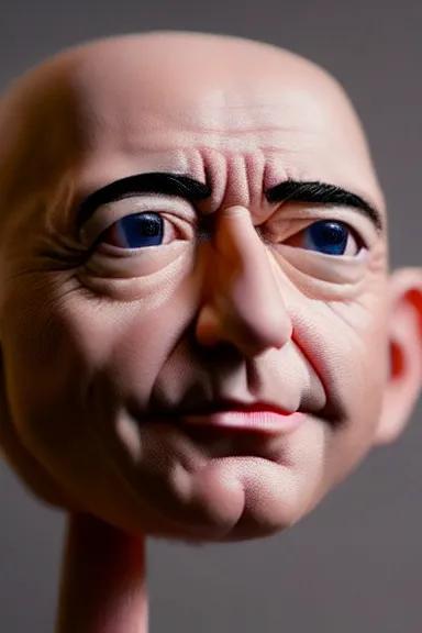 Image similar to “ very very highly detailed photorealistic jeff bezos funko pop, studio lighting and shading, 8 k, award - winning crisp details ”