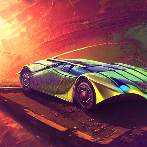 Image similar to solarpunk hovercar, clean energy, green technology, highway, sunny day, futurism, intricate, glow, highly detailed, digital painting, artstation, concept art, smooth, sharp focus, epic landscape, art by akihiko yoshida and tim mcburnie and anato finnstark