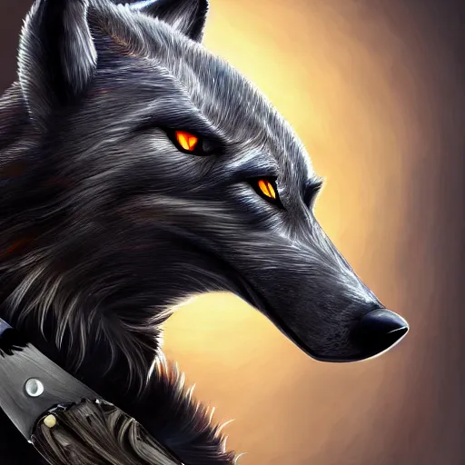 Image similar to a portrait of a wolf with carbon fiber armor and a knife sheathed on his hip, digital painting, furry fandom, furaffinity, detailed, professional