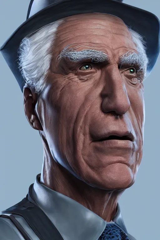 Image similar to Judge dread Frank Drebin, Judge dread, extremely detailed, full face, mouth, trending on artstation, pixiv, cgsociety, hyperdetailed Unreal Engine 4k 8k ultra HD, WLOP