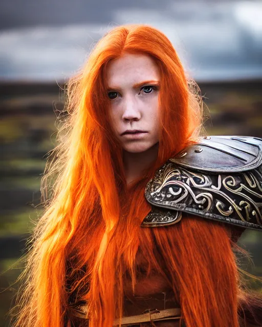 north adult female warrior, red hair, ginger hair, | Stable Diffusion ...