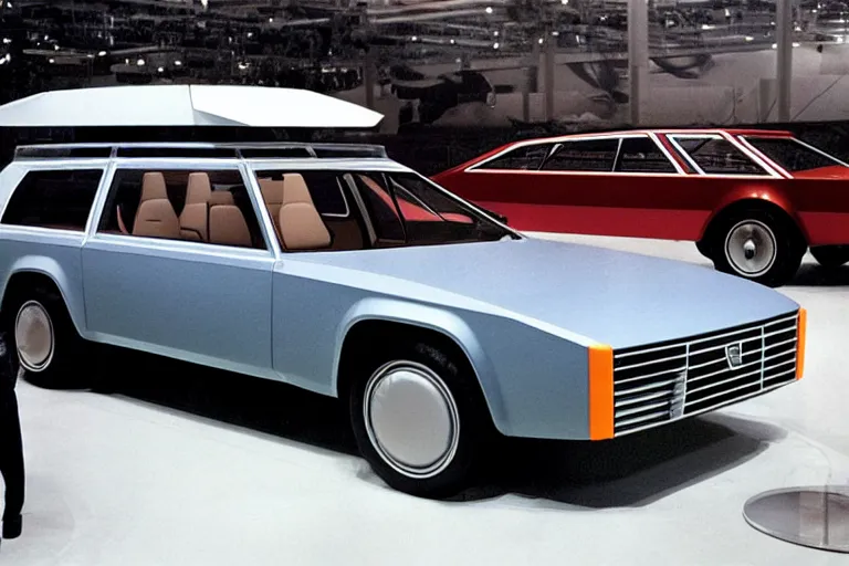 Image similar to station wagon concept car from 1976, designed by Giorgetto Giugiaro, presented at the North American Auto Show 1975