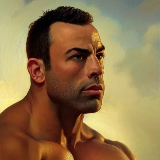 Prompt: “the ultimate gigachad, incredibly muscular Joe Rogan, Joe Rogan with chiseled jawline, trending on /r/moreplatesmoredates, oil on canvas artstation by J. C. Leyendecker and Edmund Blair Leighton and Charlie Bowater octane render”