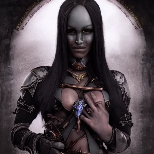 Image similar to dark elf holding a captured Fairly in her hands, cinematic, fantasy
