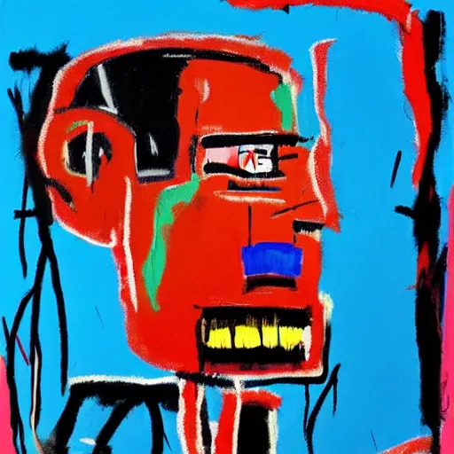 Prompt: robert nava paintings in the style of jean michel-basquiat