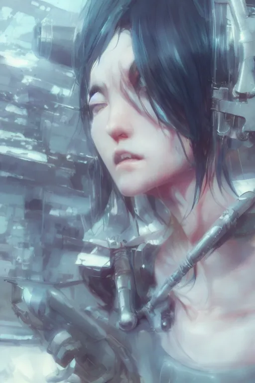 Prompt: by Yoshitaka Amano, by Ruan Jia, by Conrad Roset, by Good Smile Company, detailed anime 3d render, close up, headshot, portrait, cgsociety, artstation, sci fi futuristic costume, mysterious temple setting, octane render