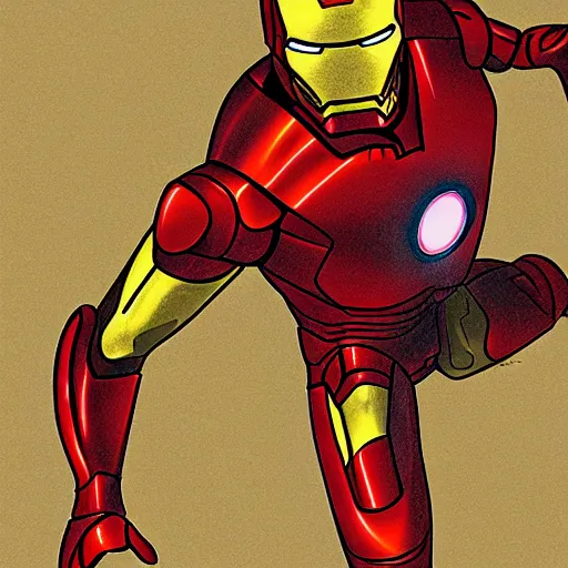 Prompt: cave painting of iron man
