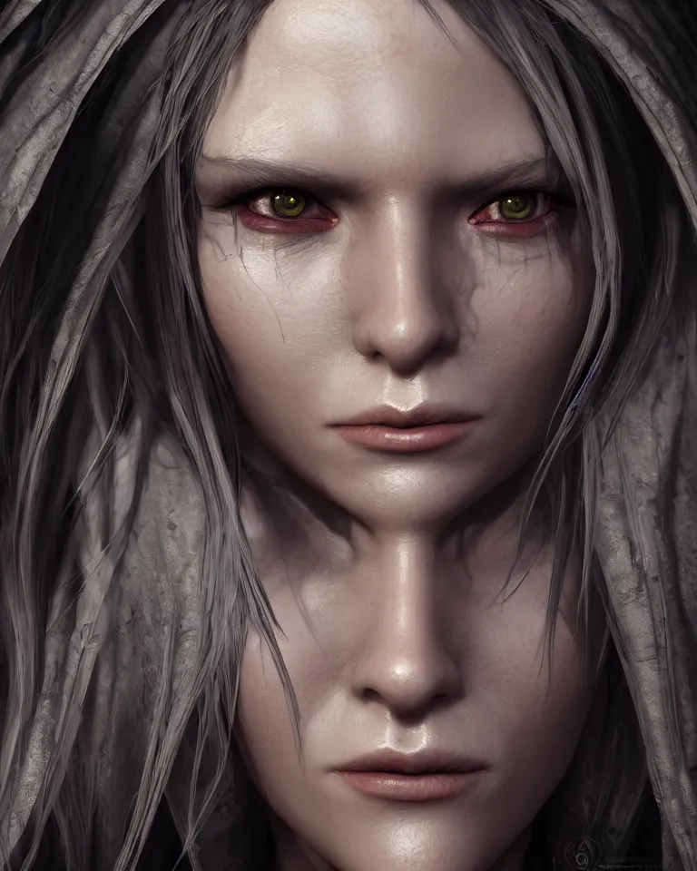 Prompt: headshot portrait of the demonic priestess, cgsociety, detailed, unreal engine, textured, cinematic, character design