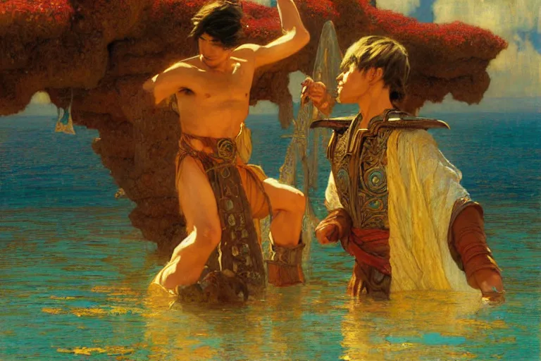 Image similar to tales of earthsea, painting by gaston bussiere, craig mullins, j. c. leyendecker, tom of finland