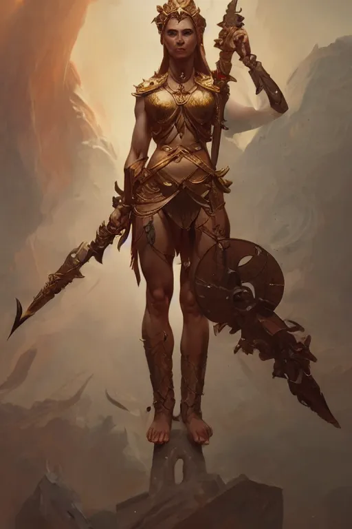 Image similar to goddess of war, accurate anatomy, only two hands, highly detailed, digital painting, artstation, concept art, smooth, sharp focus, illustration, Unreal Engine 5, 8K, art by Ross Tran and greg rutkowski and alphonse Mucha