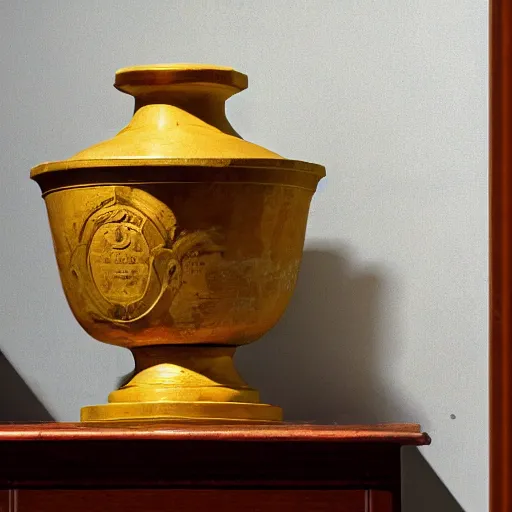 Image similar to a painting of a urn is on display alongside an inscription, famous urns urns from the city's history