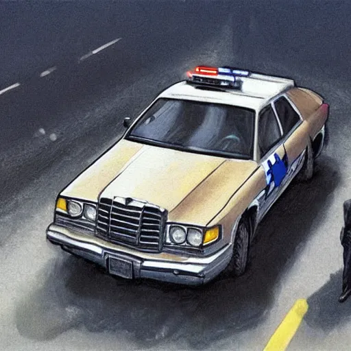 Image similar to hyperrealism painting of jesus christ on top of a police car in a police chase