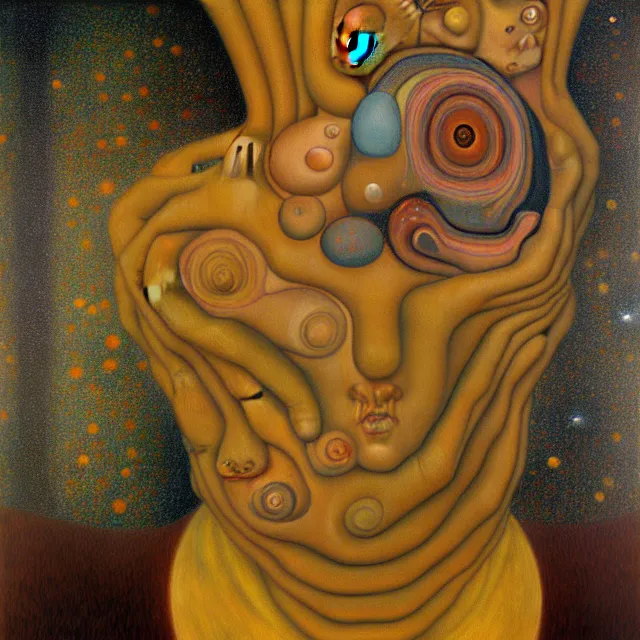 Image similar to an oil on canvas portrait painting, polycount, surrealism, surrealist, cosmic horror, grant wood, gustav klimt, high detail