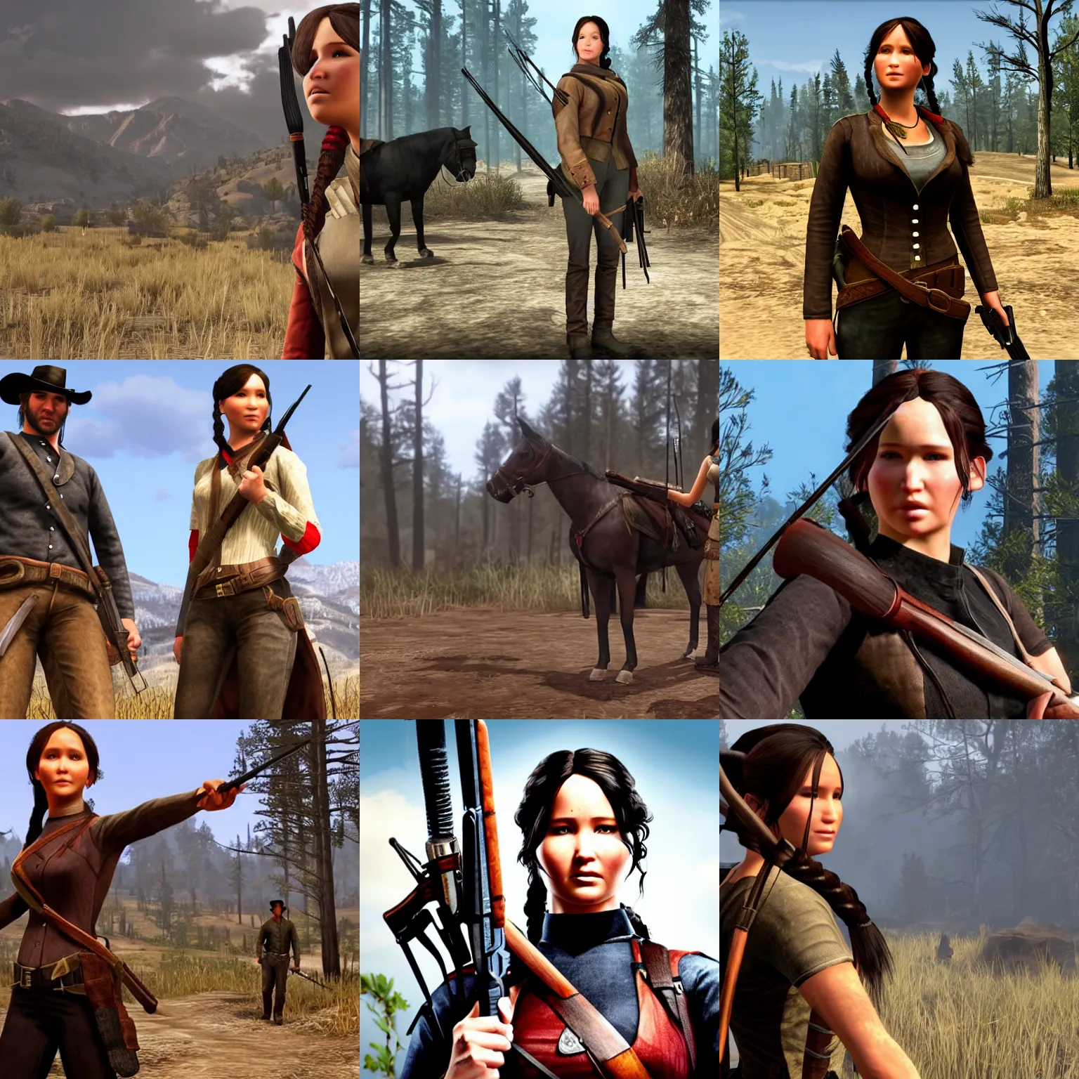 Prompt: katniss everdeen as a character in red dead redemption