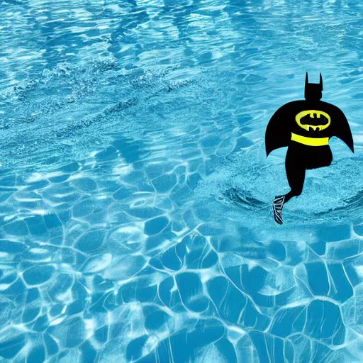 Image similar to batman swimming in an above ground pool