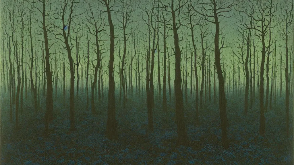 Prompt: Forest at day-time Landscape oil painting by Zdzisław Beksiński and Van Gogh