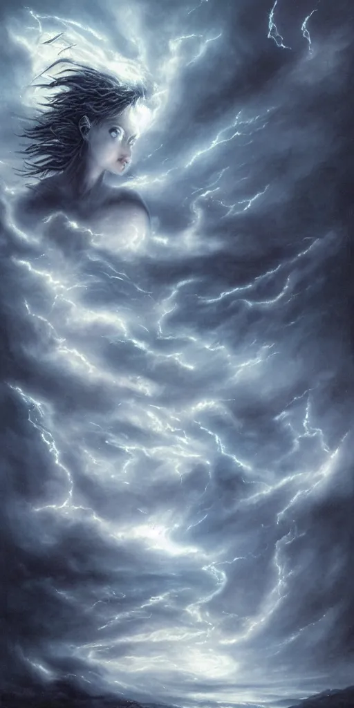 Image similar to spell of flares and glimpses anamorphic in the night during a stormcloud with dramatic airbrushed clouds over black background by Luis royo and Yoshitaka Amano intricated flares airbrush fantasy 80s, realistic masterpiece