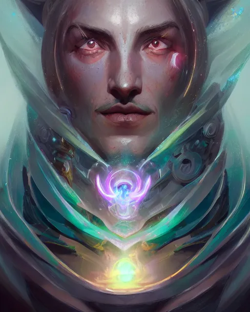 Image similar to portrait of a beautiful magus cybernetic emanation, by pete mohrbacher and artgerm and wlop, digital art, highly detailed, intricate, fantasy, mystical, sharp focus, Trending on Artstation HQ, deviantart, unreal engine 5, 4K UHD image