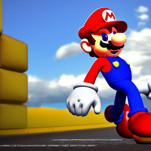 Image similar to a 3 d render of mario wearing a sonic suit