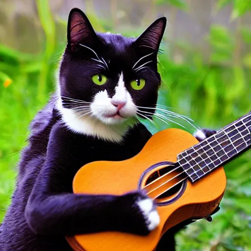 Image similar to cat playing ukulele