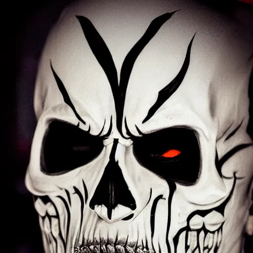 Image similar to the band ghost, close up of papa emeritus III