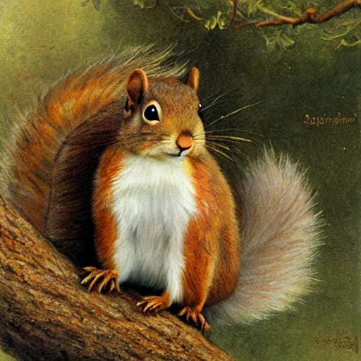 Prompt: a fluffy squirrel by sophie anderson