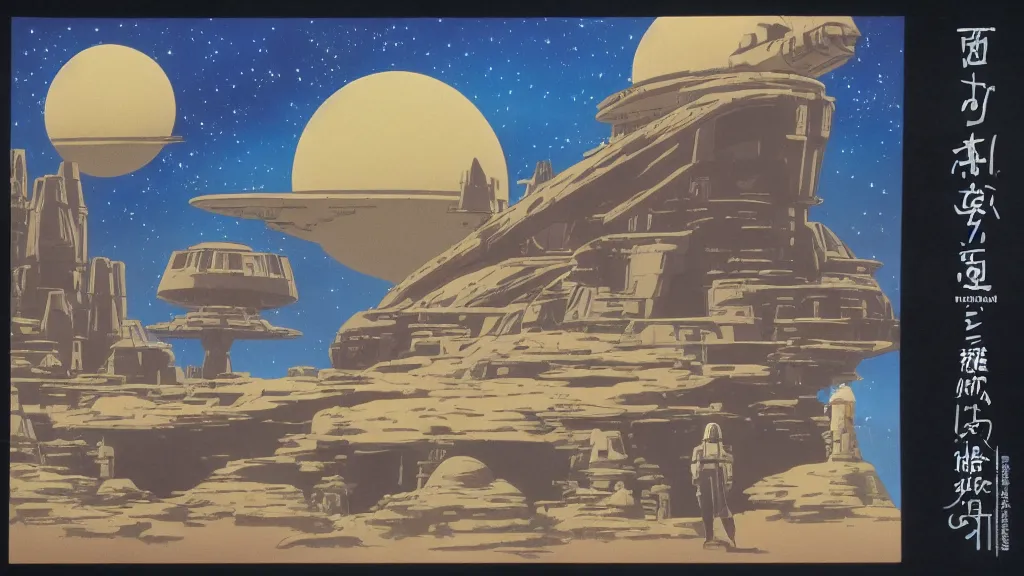 Image similar to tatooine landscape Star Wars a new hope 1977 studio ghibli highly detailed 70mm