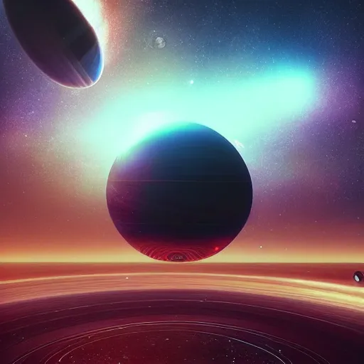 Prompt: an artist's rendering of a solar system, concept art by beeple, cgsociety, space art, concept art, sci - fi, reimagined by industrial light and magic