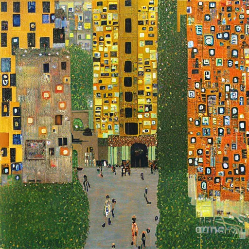 Image similar to downtown new york painting by klimt